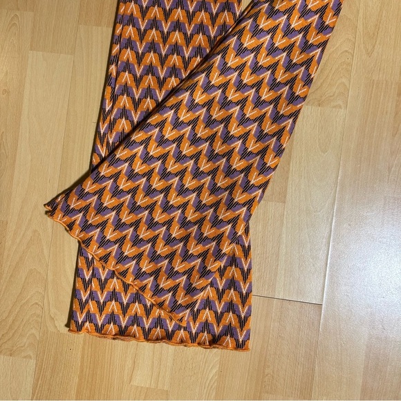 NWT Zara Stradivarius Knit Flare Chevron Pant Large Boho Hippie - Picture 7 of 14